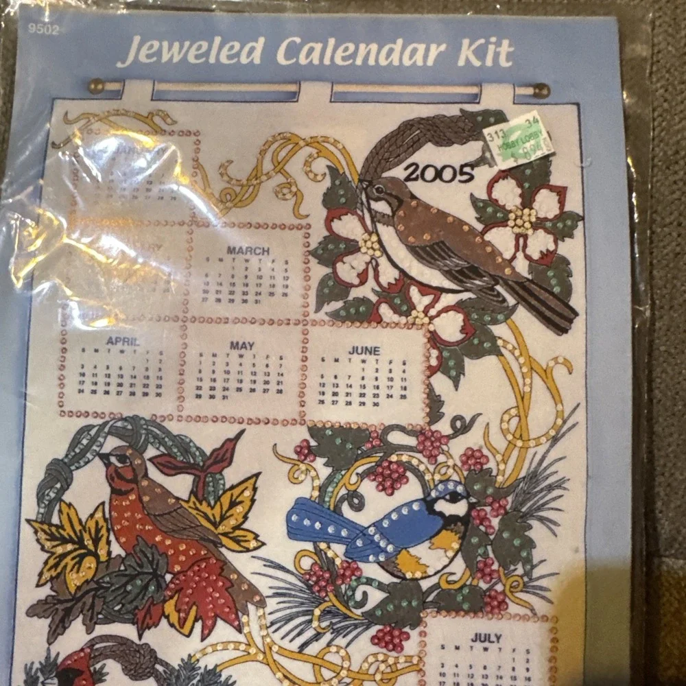 2005‎ Jeweled Calendar Kit 16x24 New Bird Theme Cardinals Bluebirds